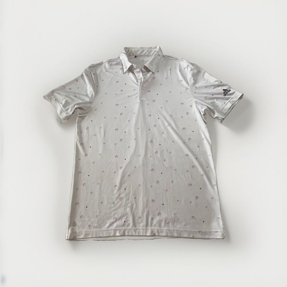 Adidas Golf Men's Small White Water Drops Performance Short Sleeve Polo Shirt